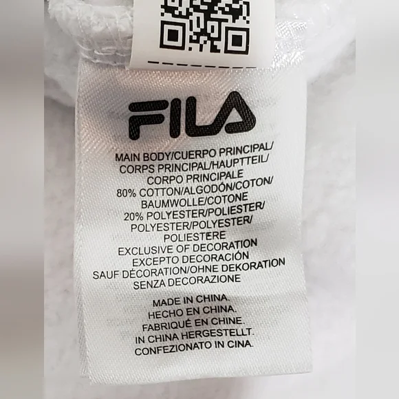 Fila Ladies' 1/4 Zip Fleece Pullover Sweatshirt, White/Navy Large - Picture 7 of 14